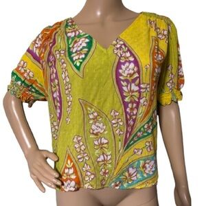Haute Hippie Multicolor Floral Blouse Size M